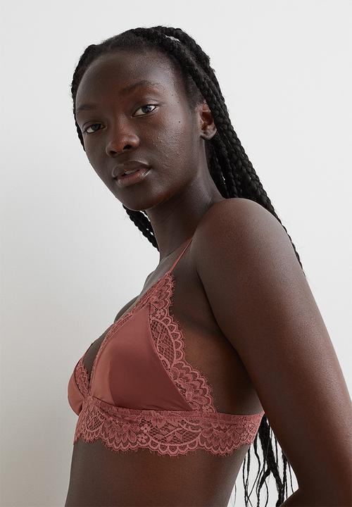 H&M - Lace-trimmed bralette - old rose