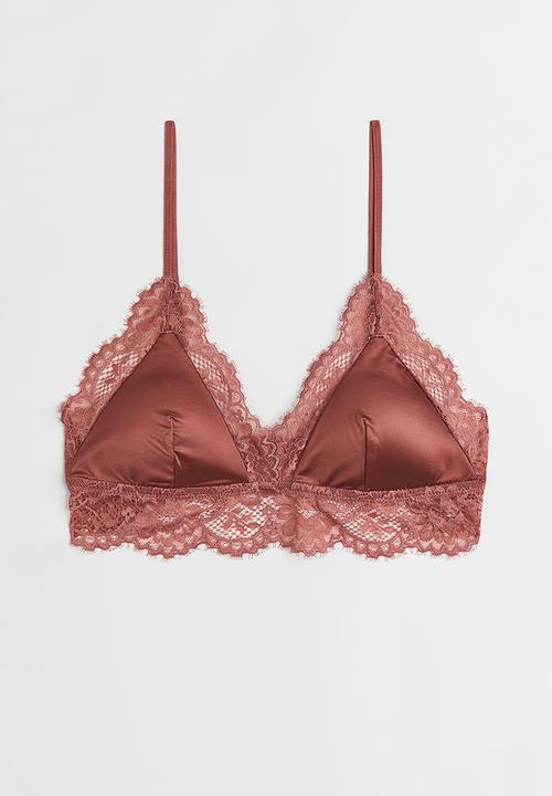 H&M - Lace-trimmed bralette - old rose
