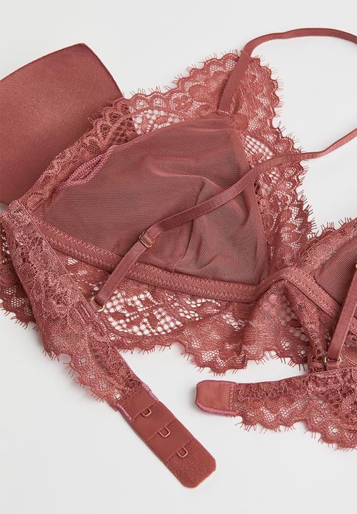 H&M - Lace-trimmed bralette - old rose