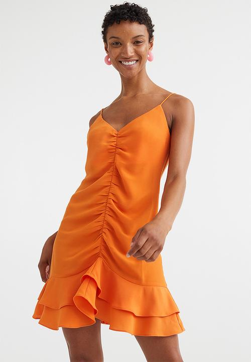 H&M - Flounce-hem crêpe dress - orange