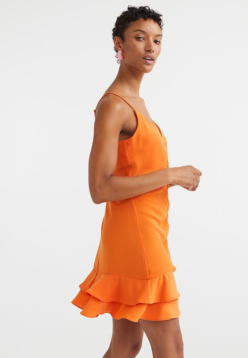 H&M - Flounce-hem crêpe dress - orange