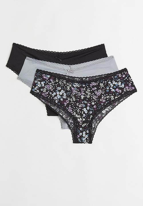 H&M - 3 Pack hipster briefs - black/floral