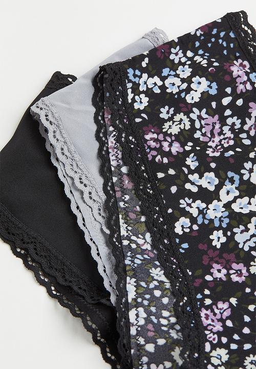 H&M - 3 Pack hipster briefs - black/floral