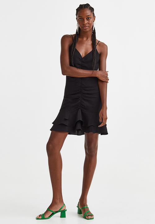 H&M - Flounce-hem crêpe dress - black