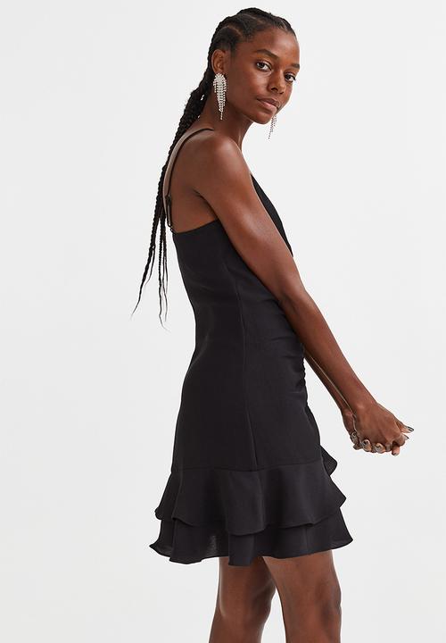 H&M - Flounce-hem crêpe dress - black