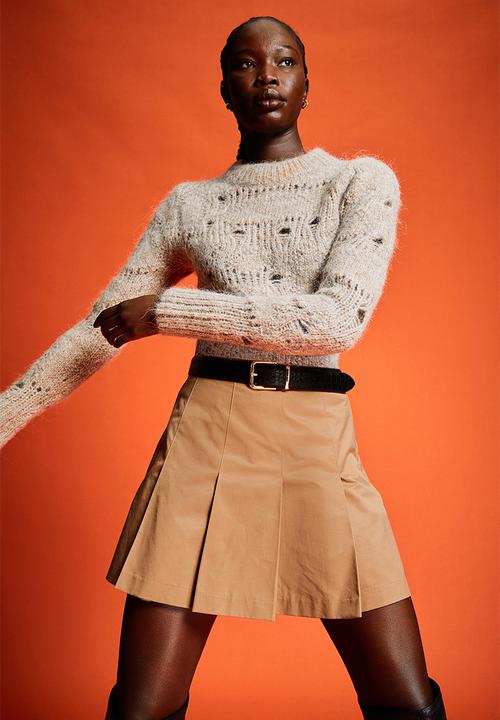 H&M - Pleated skirt - dark beige