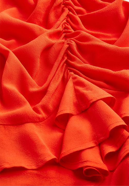 H&M - Puff-sleeved dress - bright orange