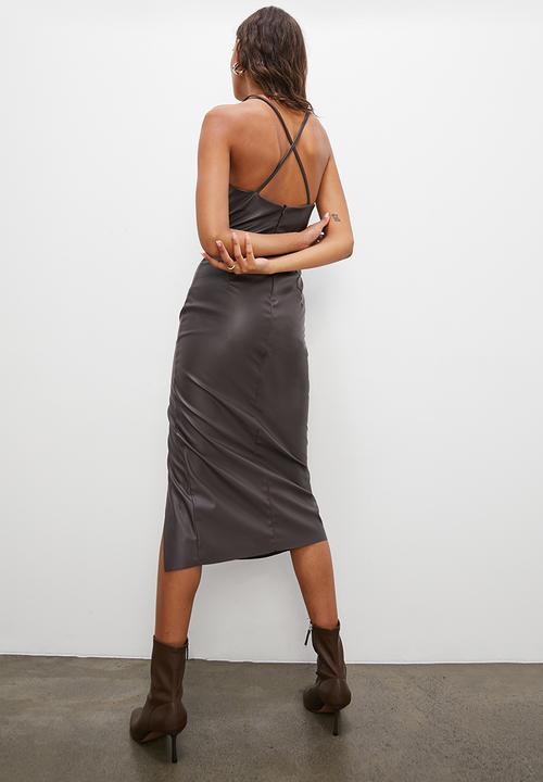 Superbalist - Pu slip dress - deep mahogany