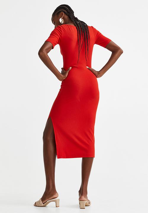 H&M - Ribbed jersey dress - red