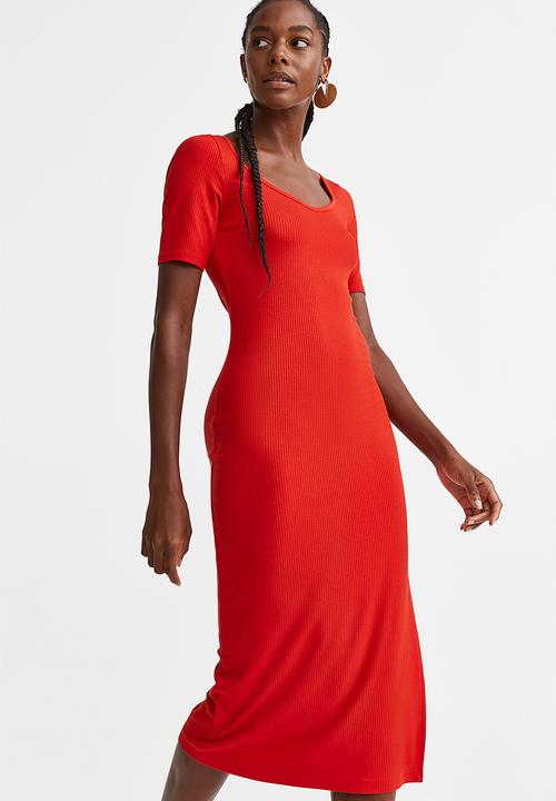 H&M - Ribbed jersey dress - red