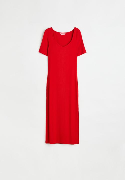 H&M - Ribbed jersey dress - red