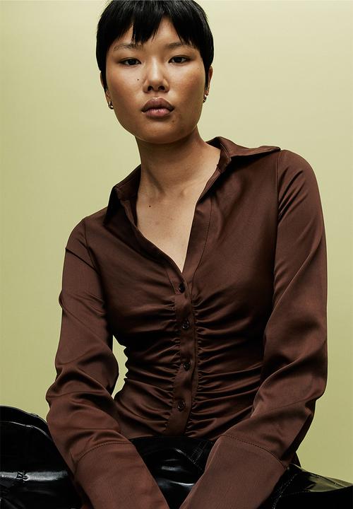H&M - Draped crêpe dress - dark brown