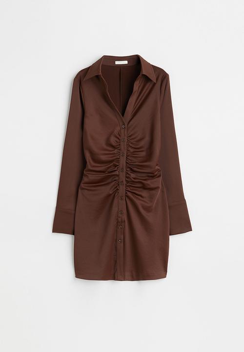H&M - Draped crêpe dress - dark brown