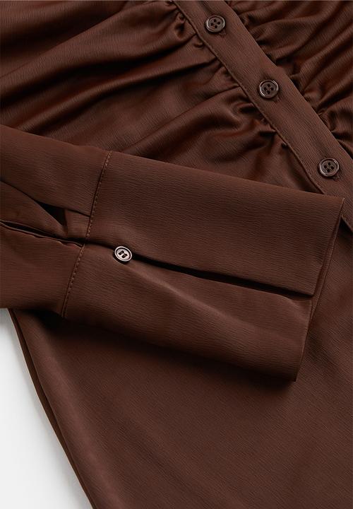 H&M - Draped crêpe dress - dark brown