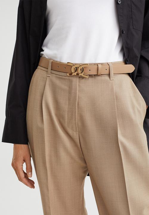 H&M - Narrow belt - dark beige 