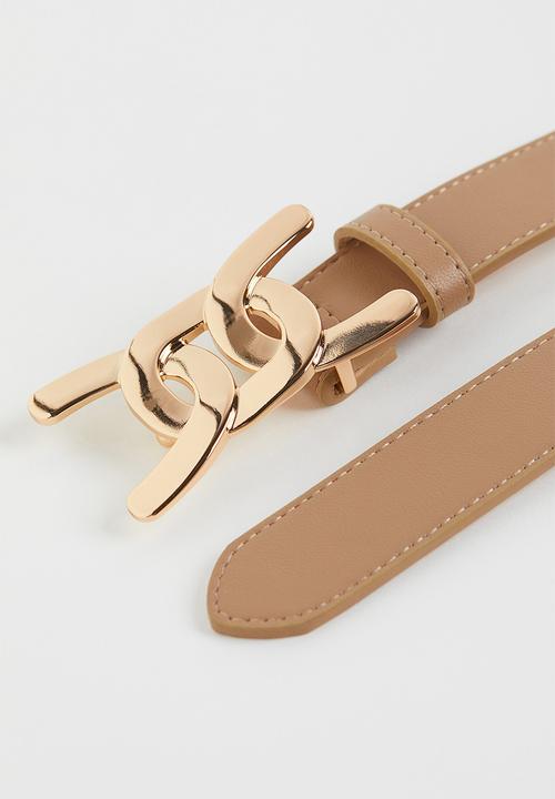 H&M - Narrow belt - dark beige 