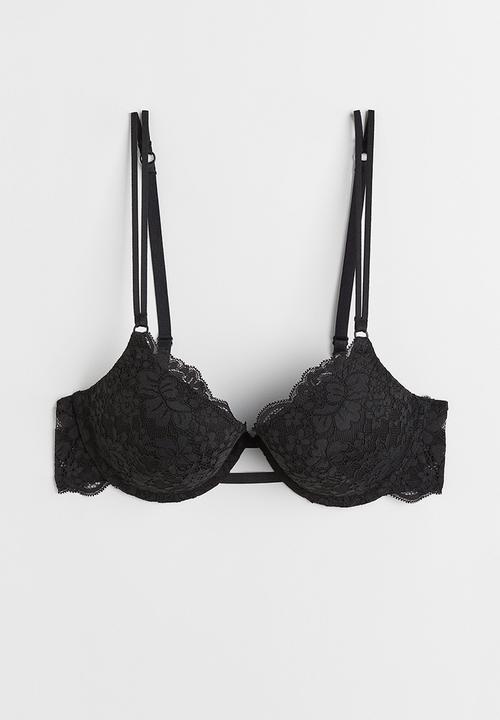 H&M - Lace push-up bra - black 