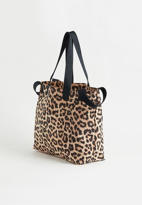 H&M - Large canvas shopper - beige/leopard print