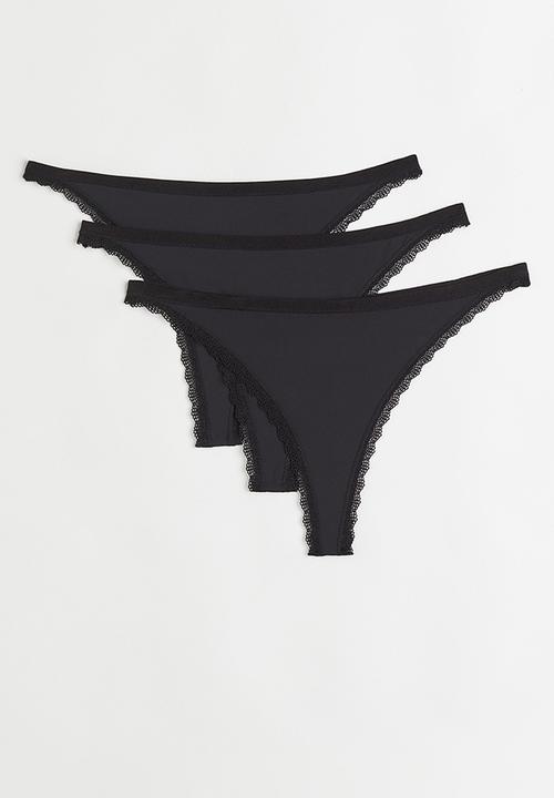 H&M - 3 Pack microfibre thong briefs - black