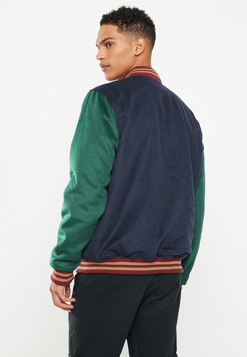 Cotton On - Varsity jacket - navy green panel