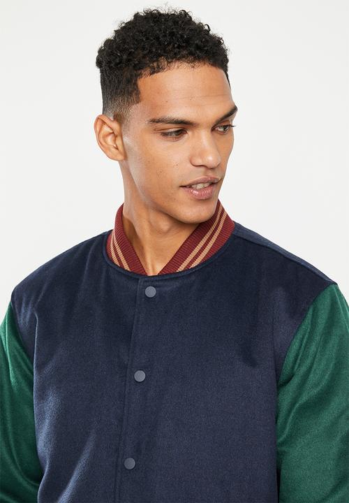 Cotton On - Varsity jacket - navy green panel