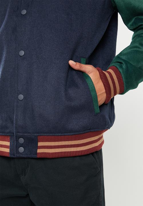 Cotton On - Varsity jacket - navy green panel