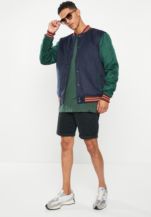 Cotton On - Varsity jacket - navy green panel