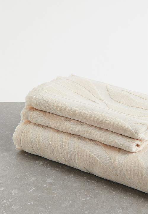 H&M - 2-pack jacquard-weave guest towels - beige