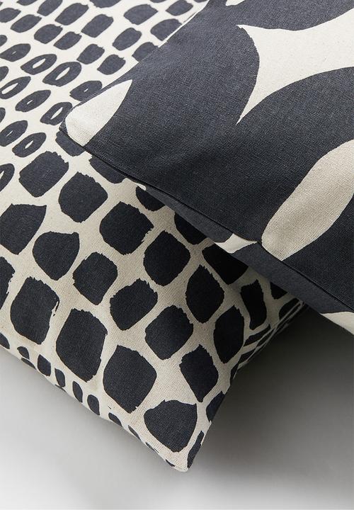 H&M - 2-pack patterned cotton cushion covers - grey/multi