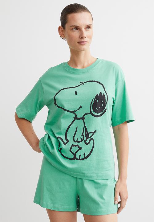 H&M - Cotton jersey pyjamas - green/snoopy 