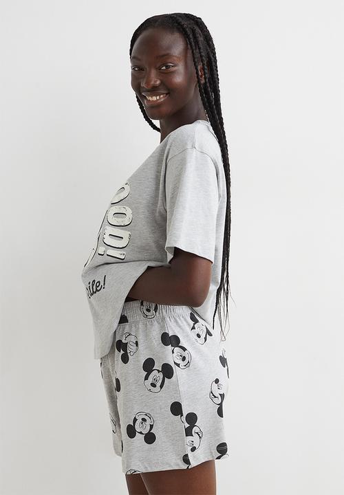 H&M - Cotton jersey pyjamas - grey marl/mickey mouse