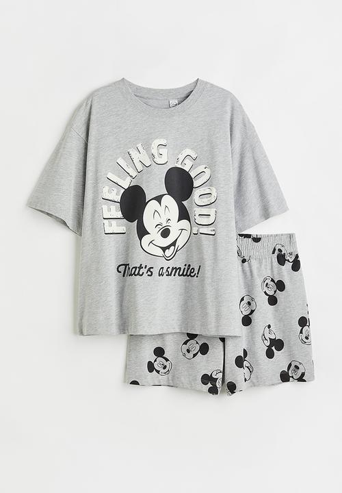H&M - Cotton jersey pyjamas - grey marl/mickey mouse
