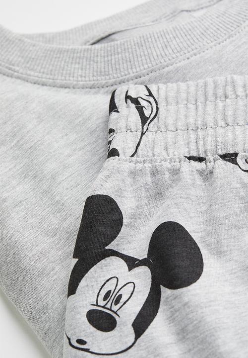 H&M - Cotton jersey pyjamas - grey marl/mickey mouse