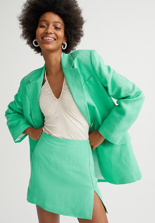 H&M - Short linen-blend skirt - green