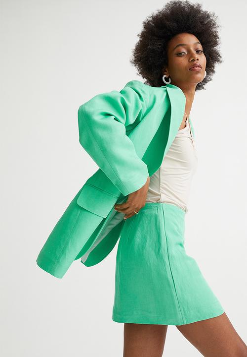 H&M - Short linen-blend skirt - green