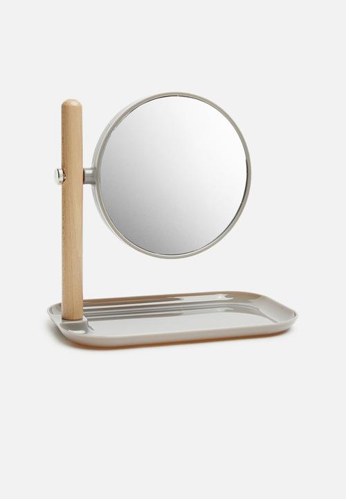 Bathroom Solutions - Make up mirror on stand - grey