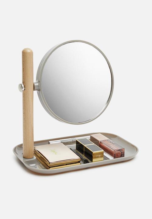 Bathroom Solutions - Make up mirror on stand - grey