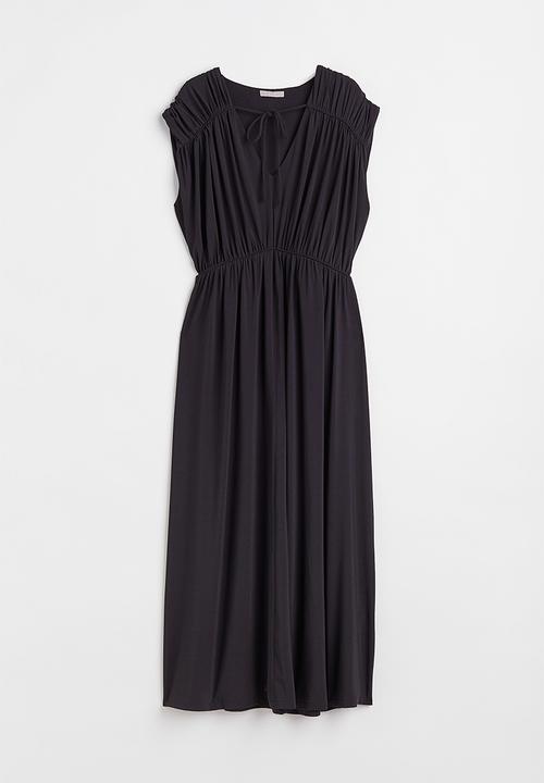 H&M - Long gathered dress - black