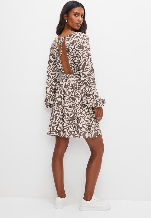 edit - Balloon sleeve babydoll dress - handpainted ethnic