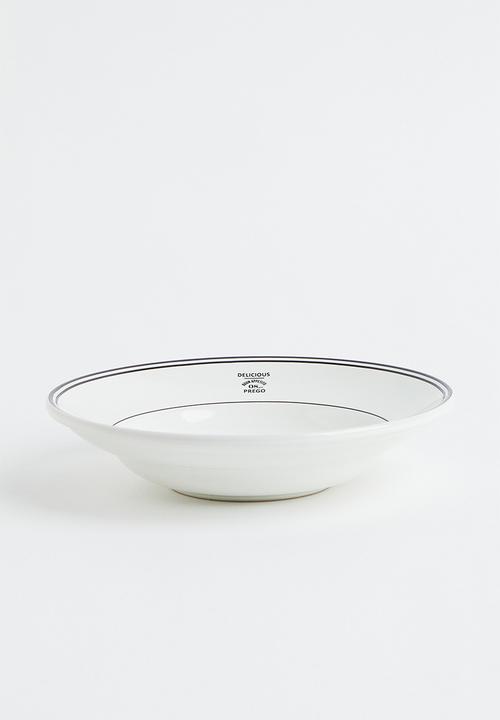 H&M - Deep stoneware plate - multi/white