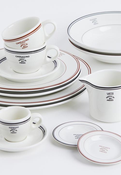 H&M - Deep stoneware plate - multi/white