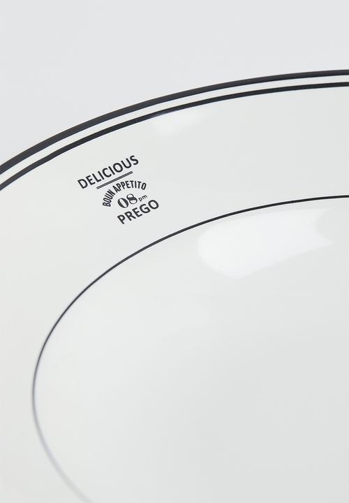 H&M - Deep stoneware plate - multi/white