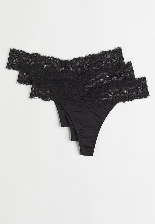 H&M - 3 Pack thong briefs - black