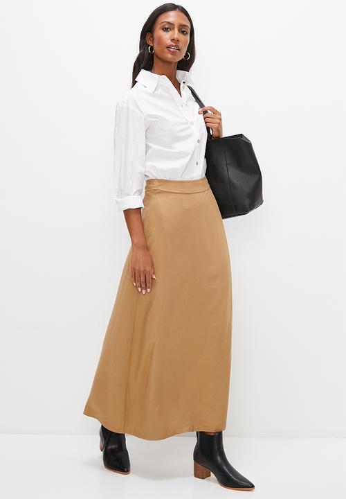 edit - Midi wrap skirt - tobacco