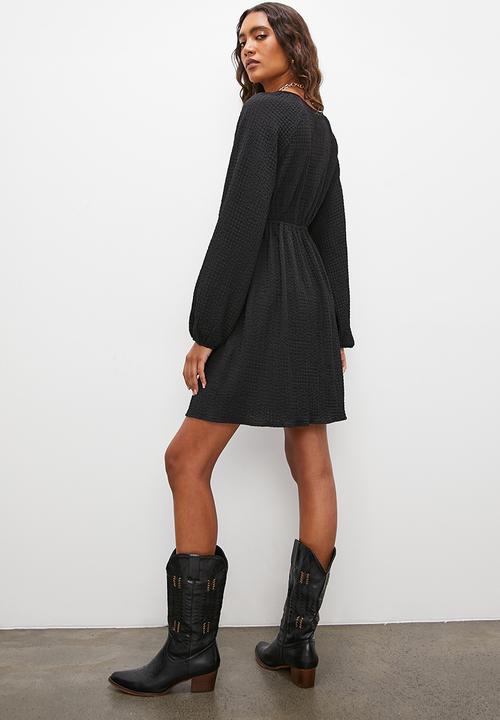 Superbalist - Tie front empire mini dress - black