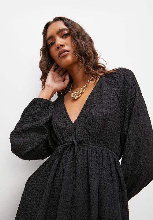 Superbalist - Tie front empire mini dress - black