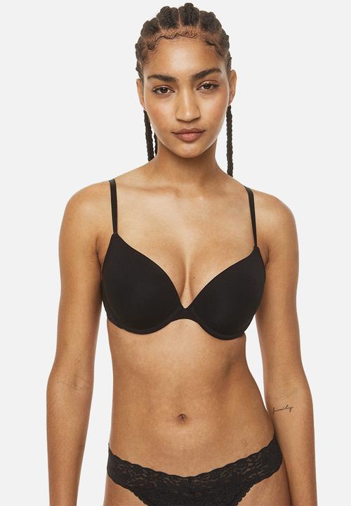 H&M - 2 Pack cotton push-up bras - white/black