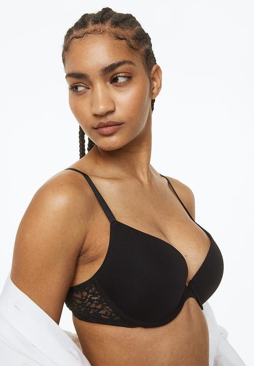 H&M - 2 Pack cotton push-up bras - white/black