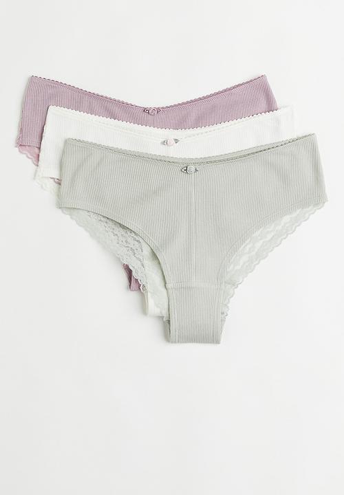 H&M - 3 Pack lace-trimmed hipster briefs - multi