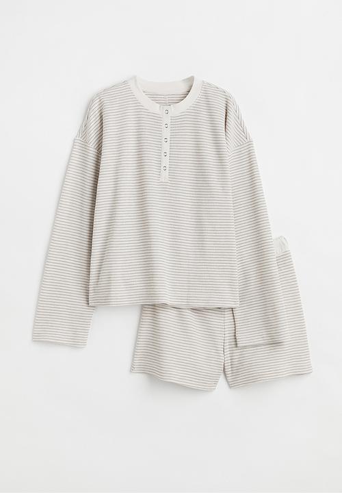 H&M - Waffled pyjamas - mole/striped